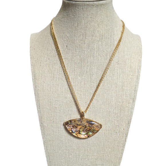 Boutique New abalone pendant on triple strand adjustable chain - Picture 2 of 7